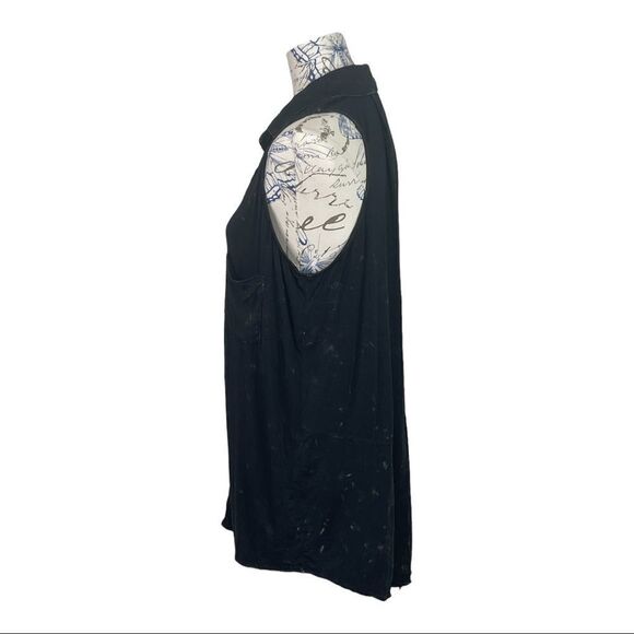 BLACK Button Down Sleeveless Tunic - Picture 6 of 10